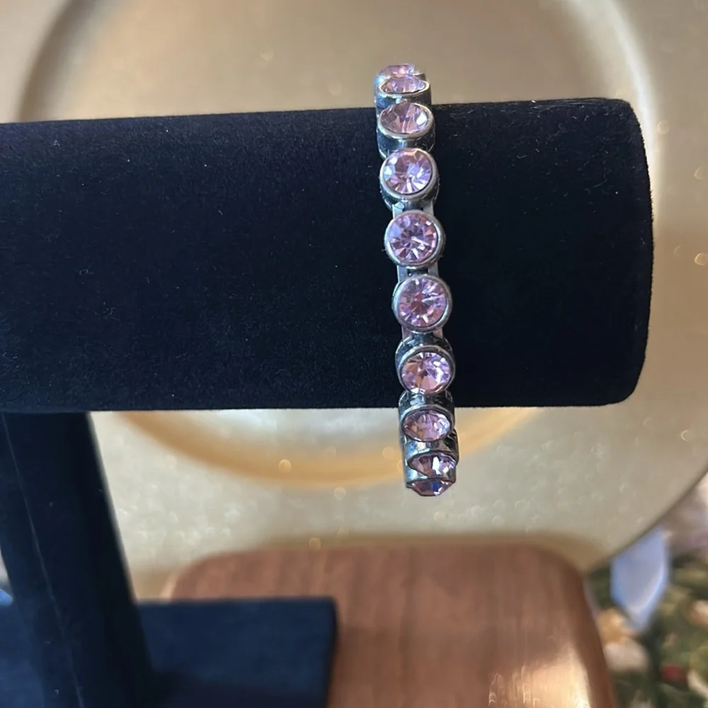 Pink Rhinestone Bracelet with Magnetic Clasp; Perfect Condition; Easy On and Off